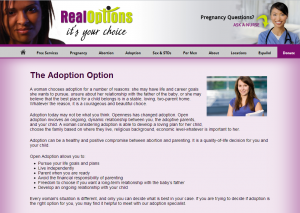 Real Options do not provide REAL option for crisis pregnancy.