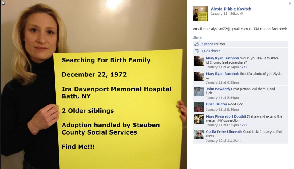 Adoptees searching for birthfamily on facebook