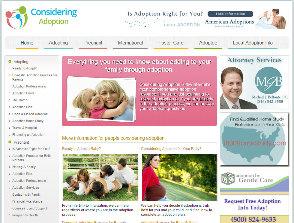 COnsidering Adoption" marketing website
