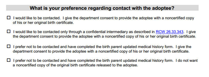 Birth Parents or an Adopted Person in Washington State