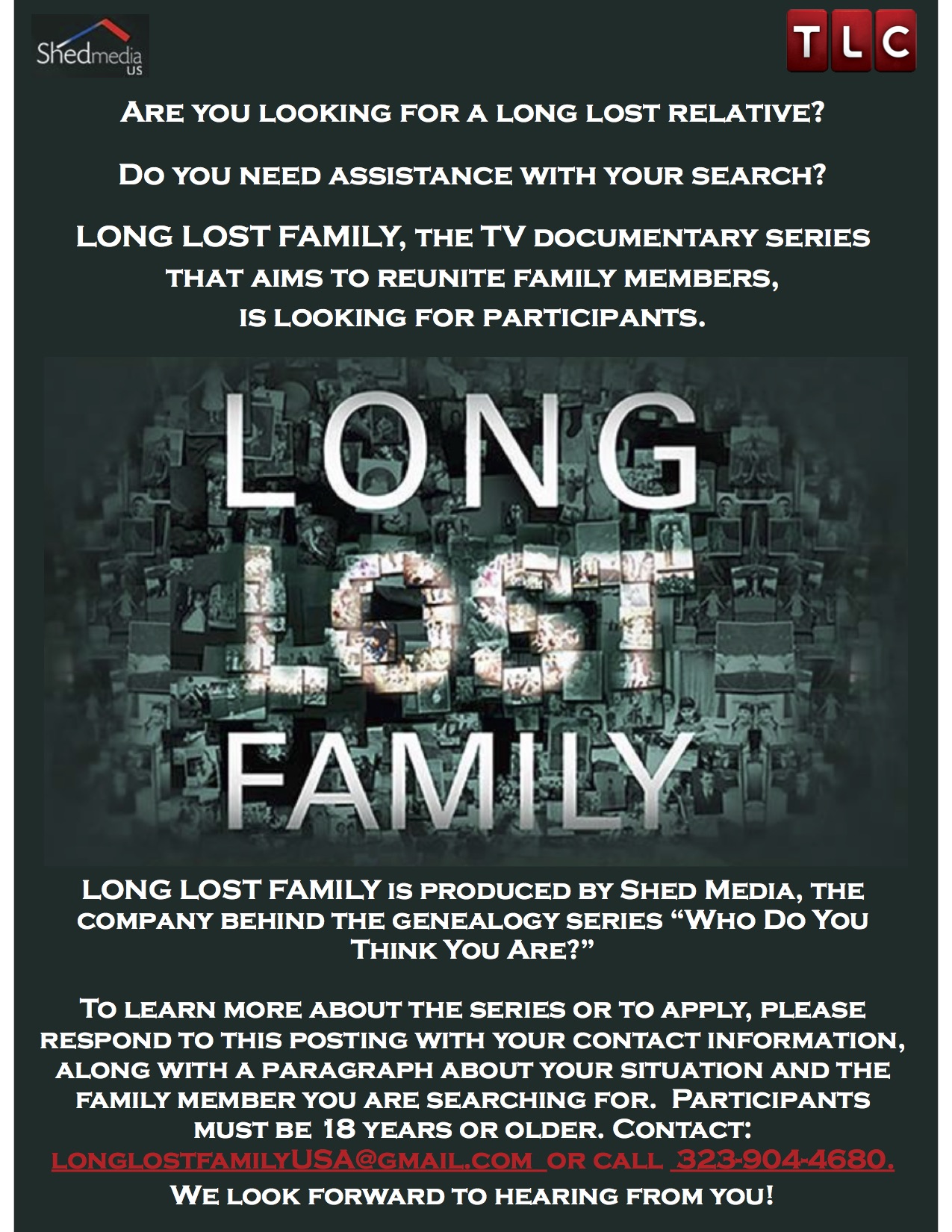 LONG LOST FAMILY ADOPTION SEARCH TV SHOW